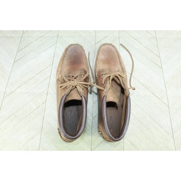 LL Bean Brown Leather Lace Up High Top Casual Oxford Shoes Size 10.5 D - Picture 7 of 9